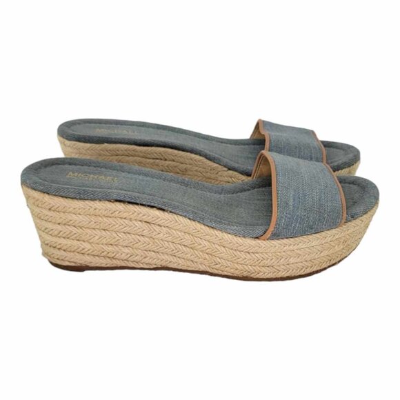 MICHAEL Michael Kors Denim Espadrille Wedge Sandals Women's Sz 6.5 - Picture 4 of 11